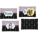 Paris Bonjour and Eiffel Tower Set of 4 Glass Rectangular Lunch / Dinner Plate (Personalized)