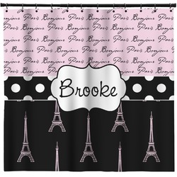 Paris Bonjour and Eiffel Tower Shower Curtain - 71" x 74" (Personalized)