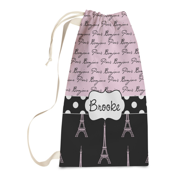 Custom Paris Bonjour and Eiffel Tower Laundry Bags - Small (Personalized)