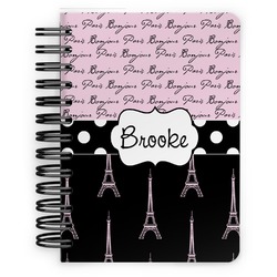 Paris Bonjour and Eiffel Tower Spiral Notebook - 5x7 w/ Name or Text