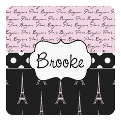 Paris Bonjour and Eiffel Tower Square Decal - Medium (Personalized)