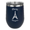 Paris Bonjour and Eiffel Tower Stainless Wine Tumblers - Navy - Double Sided - Front