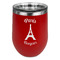 Paris Bonjour and Eiffel Tower Stainless Wine Tumblers - Red - Double Sided - Front