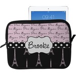 Paris Bonjour and Eiffel Tower Tablet Case / Sleeve - Large (Personalized)