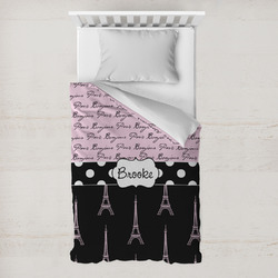Paris Bonjour and Eiffel Tower Toddler Duvet Cover w/ Name or Text
