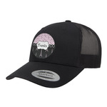 Paris Bonjour and Eiffel Tower Trucker Hat - Black (Personalized)