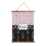 Paris Bonjour and Eiffel Tower Wall Hanging Tapestry - Tall (Personalized)