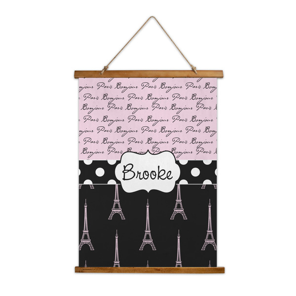 Custom Paris Bonjour and Eiffel Tower Wall Hanging Tapestry (Personalized)