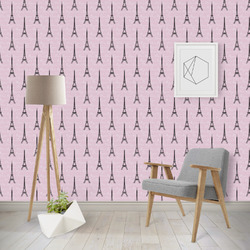 Paris Bonjour and Eiffel Tower Wallpaper & Surface Covering (Water Activated - Removable)