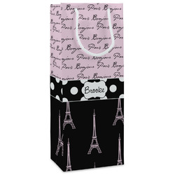 Paris Bonjour and Eiffel Tower Wine Gift Bags - Gloss (Personalized)