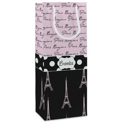 Paris Bonjour and Eiffel Tower Wine Gift Bags - Matte (Personalized)