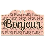 Paris Bonjour and Eiffel Tower Genuine Maple or Cherry Wood Sticker (Personalized)