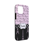 Paris Bonjour and Eiffel Tower iPhone Case - Rubber Lined - iPhone 13 Mini (Personalized)