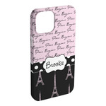 Paris Bonjour and Eiffel Tower iPhone Case - Plastic - iPhone 15 Plus (Personalized)