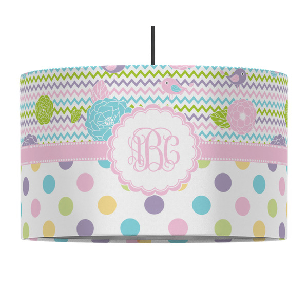 Custom Girly Girl 12" Drum Pendant Lamp - Fabric (Personalized)