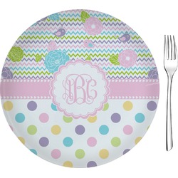 Girly Girl Glass Appetizer / Dessert Plate 8" (Personalized)
