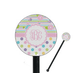 Girly Girl 5.5" Round Plastic Stir Sticks - Black - Single Sided (Personalized)