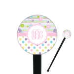 Girly Girl 7" Round Plastic Stir Sticks - Black - Single Sided (Personalized)