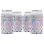 Girly Girl Can Cooler (12 oz) - Set of 4 w/ Monogram