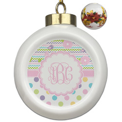 Girly Girl Ceramic Ball Ornaments - Poinsettia Garland (Personalized)