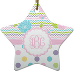 Girly Girl Star Ceramic Ornament w/ Monogram