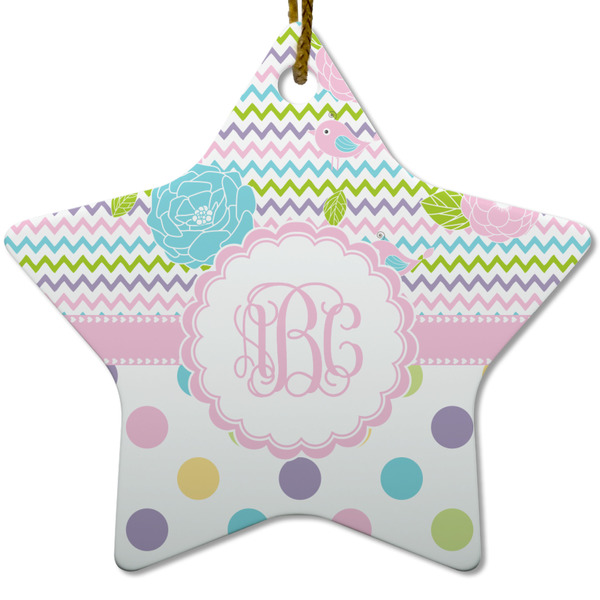 Custom Girly Girl Star Ceramic Ornament w/ Monogram