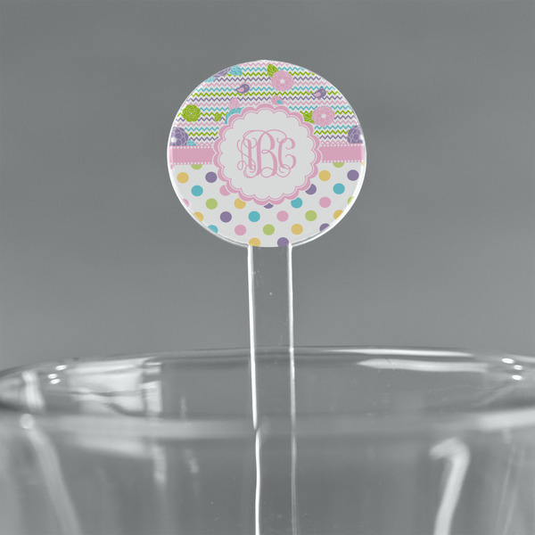 Custom Girly Girl 7" Round Plastic Stir Sticks - Clear (Personalized)