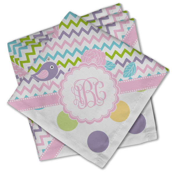 Custom Girly Girl Cloth Cocktail Napkins - Set of 4 w/ Monogram