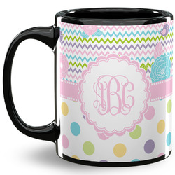 Girly Girl 11 Oz Coffee Mug - Black (Personalized)