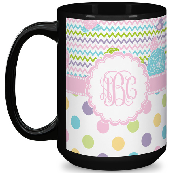 Custom Girly Girl 15 Oz Coffee Mug - Black (Personalized)