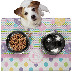 Girly Girl Dog Food Mat - Medium w/ Monogram