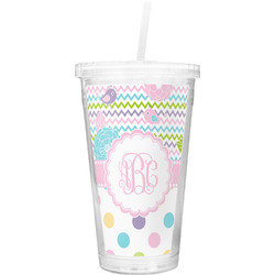 Girly Girl Double Wall Tumbler with Straw (Personalized)