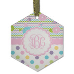 Girly Girl Flat Glass Ornament - Hexagon w/ Monogram