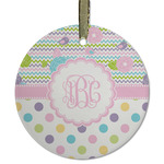 Girly Girl Flat Glass Ornament - Round w/ Monogram