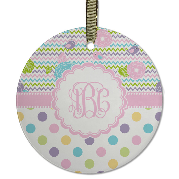 Custom Girly Girl Flat Glass Ornament - Round w/ Monogram