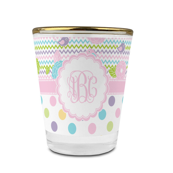 Custom Girly Girl Glass Shot Glass - 1.5 oz - with Gold Rim - Set of 4 (Personalized)