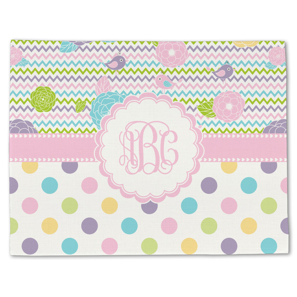 Custom Girly Girl Single-Sided Linen Placemat - Single w/ Monogram