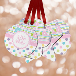 Girly Girl Metal Ornaments - Double Sided w/ Monogram