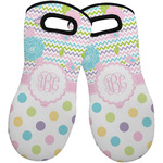 Girly Girl Neoprene Oven Mitts - Set of 2 w/ Monogram