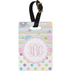 Girly Girl Plastic Luggage Tag - Rectangular w/ Monogram