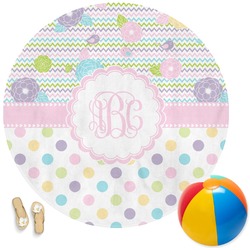 Girly Girl Round Beach Towel (Personalized)