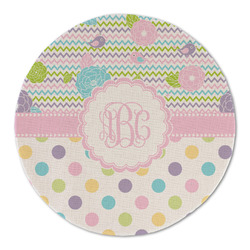 Girly Girl Round Linen Placemat - Single Sided (Personalized)
