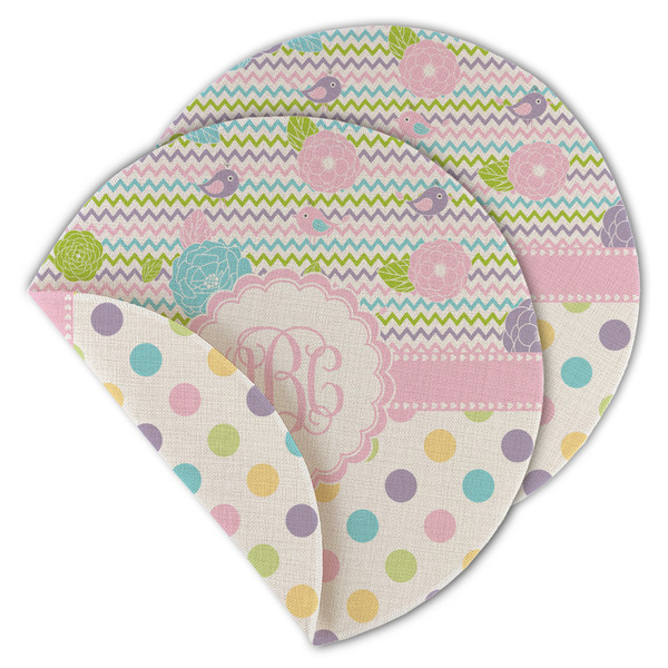 Custom Girly Girl Round Linen Placemat - Double Sided (Personalized)