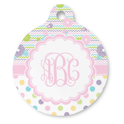 Girly Girl Round Pet ID Tag - Large (Personalized)