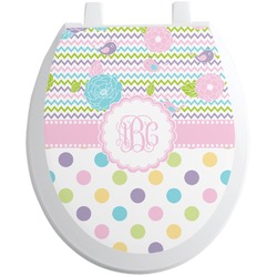 Girly Girl Toilet Seat Decal - Round (Personalized)