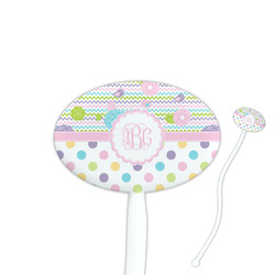 Girly Girl 7" Oval Plastic Stir Sticks - White - Double Sided (Personalized)