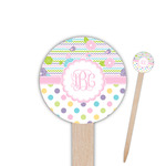 Girly Girl 6" Round Wooden Food Picks - Single Sided (Personalized)