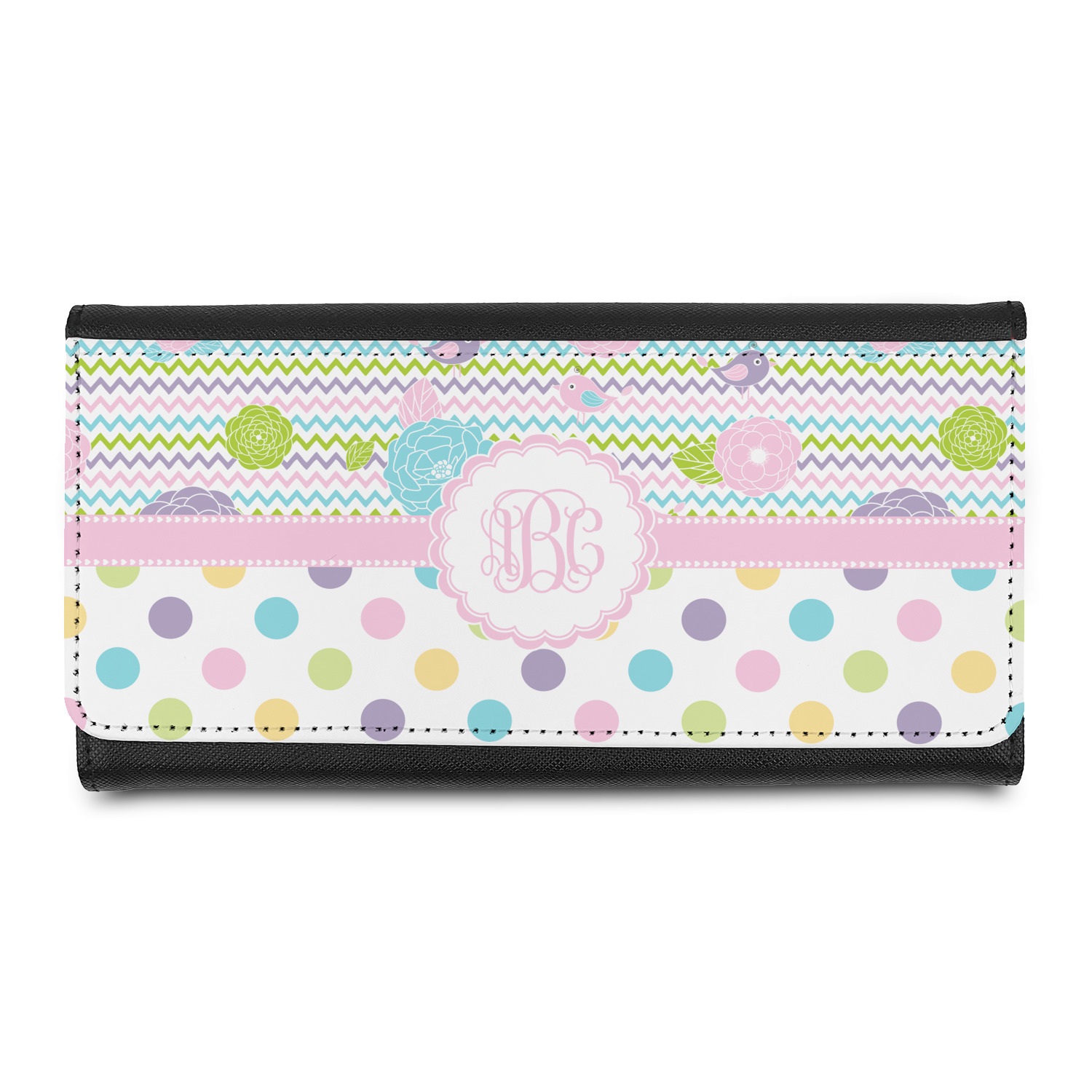 RNK Shops Personalized Interlocking Monogram Leatherette Checkbook Holder -  Single Sided