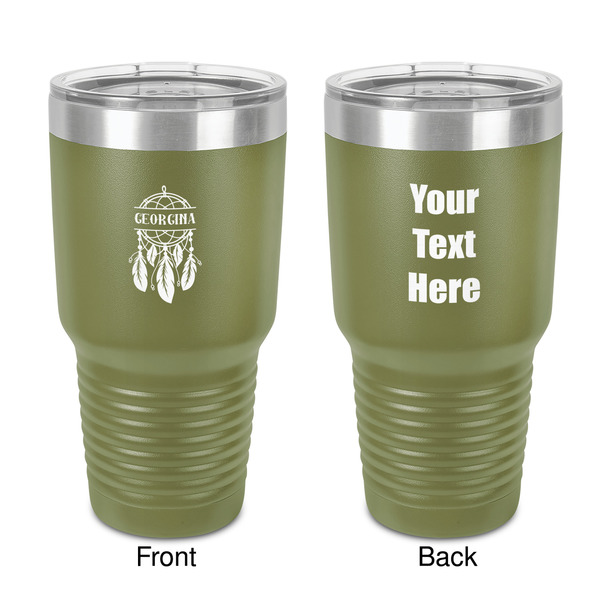 Custom Dreamcatcher 30 oz Stainless Steel Tumbler - Olive - Double-Sided (Personalized)