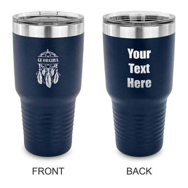 Custom Dreamcatcher 30 oz Stainless Steel Tumbler - Navy - Double Sided (Personalized)